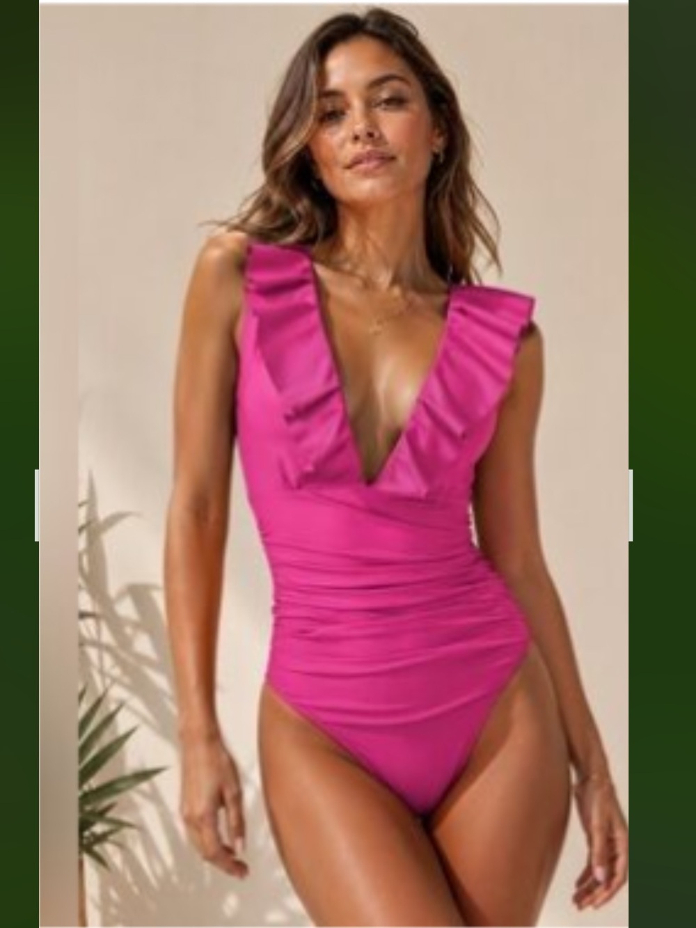 J.Crew Swim Ruched Ruffle One-Piece Swimsuit in Hot Pink Size 24 NWT
